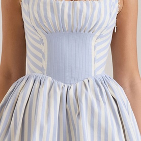 Liesl Pintucked Striped Mini Dress