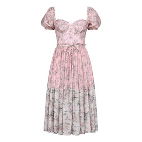 Penelope Floral Chiffon Flared Dress
