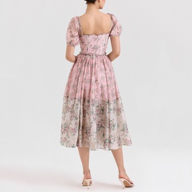 Penelope Floral Chiffon Flared Dress