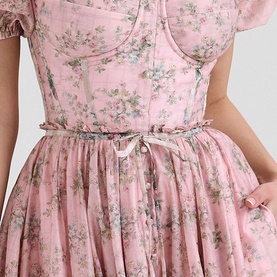 Penelope Floral Chiffon Flared Dress
