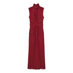 Daniella Sheer Ruched Turtleneck Dress