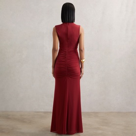 Daniella Sheer Ruched Turtleneck Dress