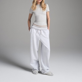 Classic Straight Leg Track Pants Light Heather Grey