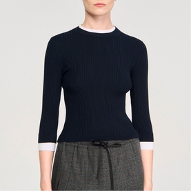 Trompe L'Oeil Ribbed-Knit Sweater