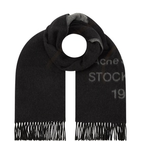 Logo Fringed Wide Scarf