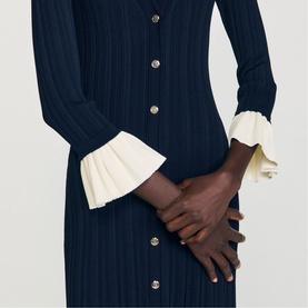 Contrast Ruffle Trim Knitted Dress