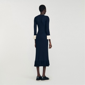 Contrast Ruffle Trim Knitted Dress