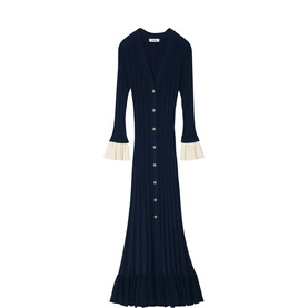Contrast Ruffle Trim Knitted Dress