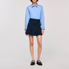 Striped Pleated Mini Skirt
