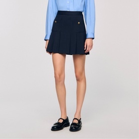 Striped Pleated Mini Skirt