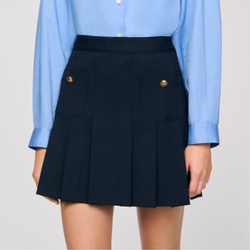 Striped Pleated Mini Skirt