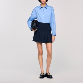 Striped Pleated Mini Skirt