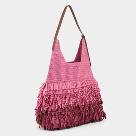Raffia Bow Hobo Shoulder Bag