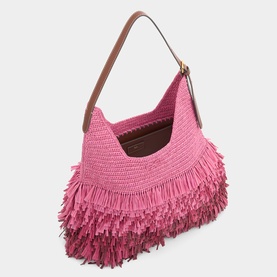 Raffia Bow Hobo Shoulder Bag