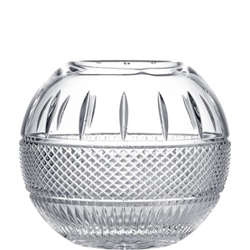 Waterford Mastercraft Irish Lace Rose Bowl 20cm in clear crystal, spherical with diamond-cut lower half and vertical cuts above