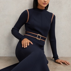 Ella Colour-Blocked Rib-Knit Dress