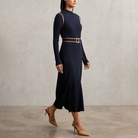 Ella Colour-Blocked Rib-Knit Dress