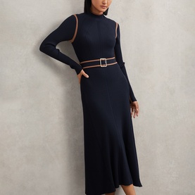 Ella Colour-Blocked Rib-Knit Dress