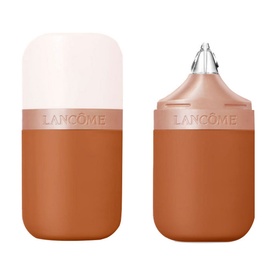 Lanc&ocirc;me Skin Id&ocirc;le 3 Serum Supertint Skin Tint foundation in terracotta packaging, shown open and closed with precision applicator tip
