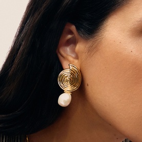 Spiral Detachable Pearl Drop Earrings
