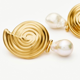 Spiral Detachable Pearl Drop Earrings