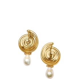 Spiral Detachable Pearl Drop Earrings