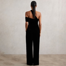 Daria Velvet One Shoulder Wide-Leg Jumpsuit