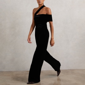 Daria Velvet One Shoulder Wide-Leg Jumpsuit