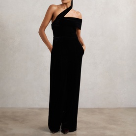 Daria Velvet One Shoulder Wide-Leg Jumpsuit