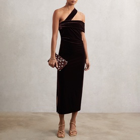 Dalia Velvet Fitted Off The Shoulder Dress