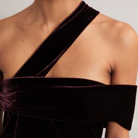 Dalia Velvet Fitted Off The Shoulder Dress