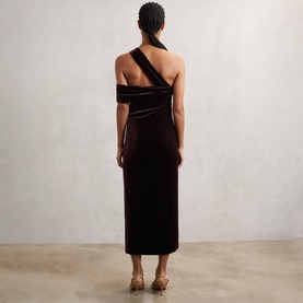 Dalia Velvet Fitted Off The Shoulder Dress