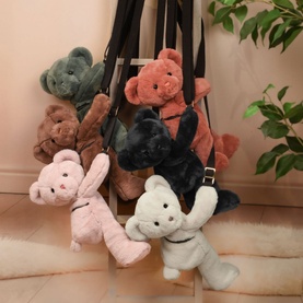 Doudou Plush Bear Bag Black