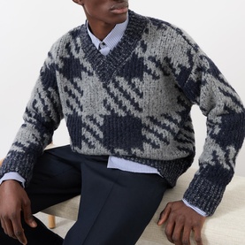 Houndstooth Knit Sweater