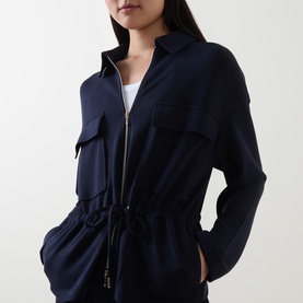 Flap Pocket Drawstring Jacket