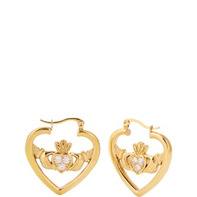 R&iacute;ona Claddagh Hoop Earrings Gold