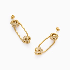 Lovers Knot Drop Hoop Earrings