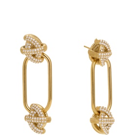 Lovers Knot Drop Hoop Earrings