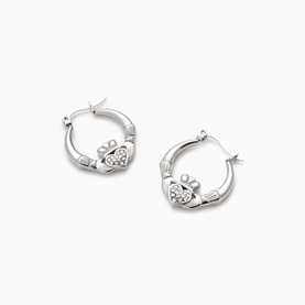 R&iacute;ona Claddagh Hoop Earrings Silver