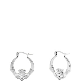 R&iacute;ona Claddagh Hoop Earrings Silver