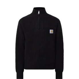 Detroit Logo Half-Zip Rib-Knit Sweater