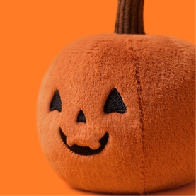 Jellycat Ooky Jack O Lantern 10cm orange plush pumpkin soft toy with embroidered smiling jack-o-lantern face, small size