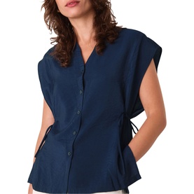 Side-Tie Button-Down Shirt
