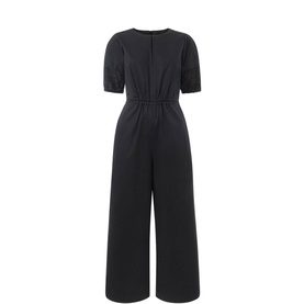 Broderie Cropped Straight Leg Jumpsuit