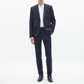 Single-Breasted Check Suit Jacket