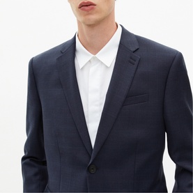 Single-Breasted Check Suit Jacket