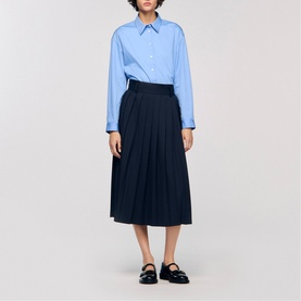 Pinstripe Pleated Skirt