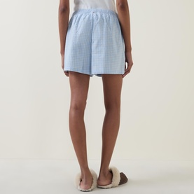 Check Print Logo Pyjama Shorts