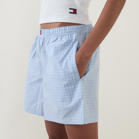 Check Print Logo Pyjama Shorts