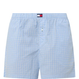 Check Print Logo Pyjama Shorts